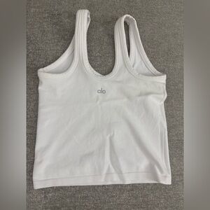 ALO YOGA WHITE SEAMLESS CHOSEN TANK TOP WAIST LENGTH SIZE SMALL S